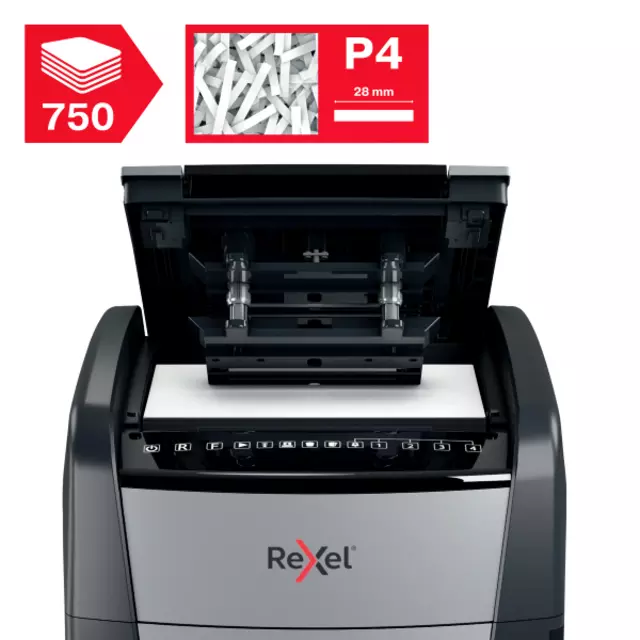 Een Destructeur Rexel Optimum Auto+ 750X P4 particules 4x30mm koop je bij QuickOffice BV