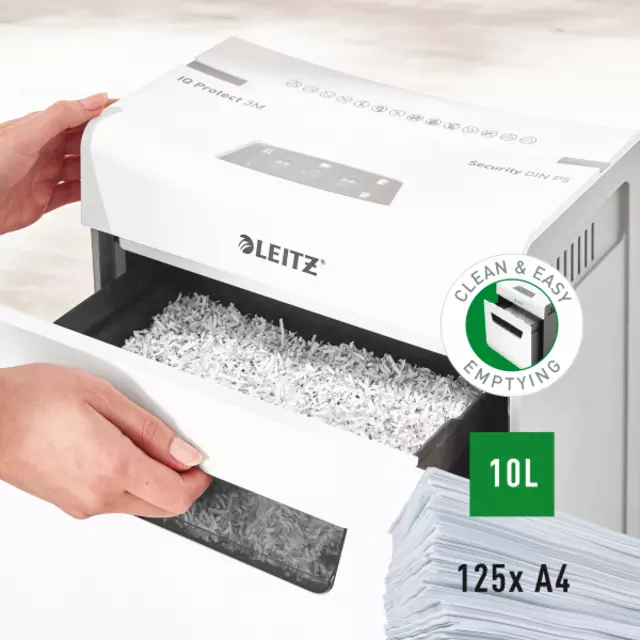 Een Papiervernietiger Leitz IQ Protect Premium 3M P5 snippers koop je bij MegaOffice