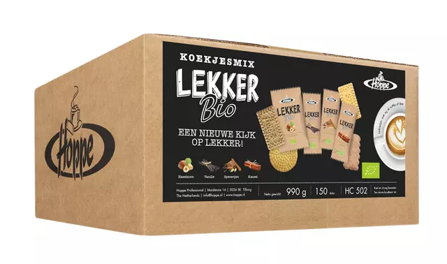 Een Koekjes Hoppe Lekker Bio koekjesmix 150 stuks koop je bij MV Kantoortechniek B.V.