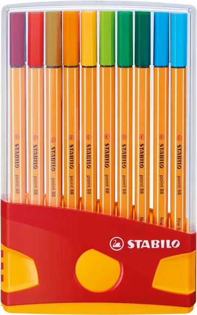 Een Fineliner STABILO point 88 ColorParade rollerset geel/rood fijn assorti etui à 20 stuks koop je bij L&N Partners voor Partners B.V.