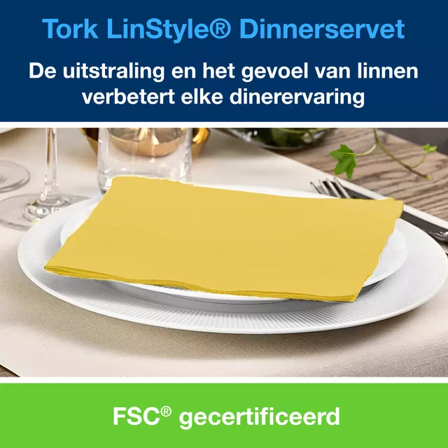 Een Dinnerservetten Tork LinStyle® 1/4-vouw 1-laags 50st mosterdgeel 478882 koop je bij Van Hoye Kantoor BV