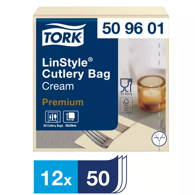 Een Pochette Tork LinStyle® 1-laags 50st duurzaam creme 509601 koop je bij KantoorProfi België BV