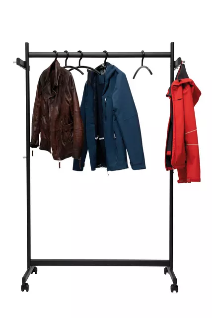 Buy your Wardrobe rack MAUL Samba mobile 115X172X51cm 40kg, 10 hooks black RAL9004 at QuickOffice BV