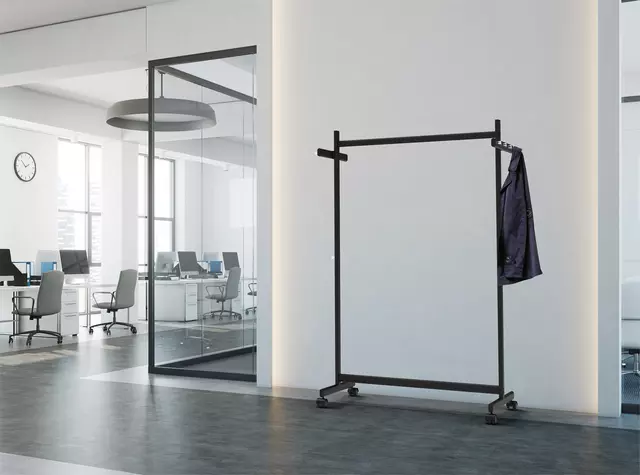 Buy your Wardrobe rack MAUL Samba mobile 115X172X51cm 40kg, 10 hooks black RAL9004 at QuickOffice BV