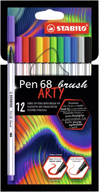 Een Brushstift STABILO Pen 568/12 Arty assorti etui à 12 stuks koop je bij KantoorProfi België BV