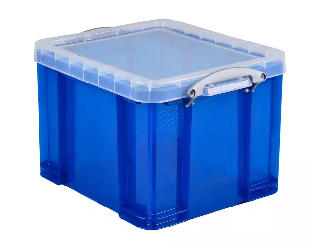 Een Opbergbox Really Useful 35 liter 480x390x310mm transparant blauw koop je bij EconOffice