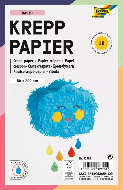 Een Crêpepapier Folia 50x200cm Basis 10 kleuren koop je bij Van Hoye Kantoor BV