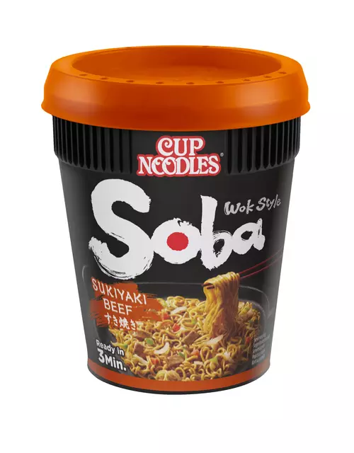 Een Noodles Nissin Soba sukiyaki beef cup koop je bij L&N Partners voor Partners B.V.