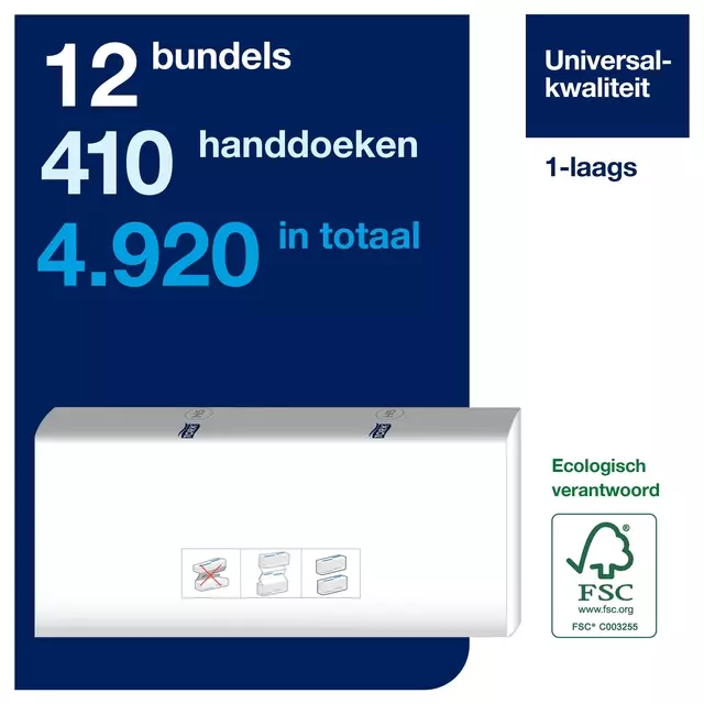Een Handdoek Tork PeakServe Continu H5 universal gecomprimeerd wit 100585 koop je bij L&N Partners voor Partners B.V.