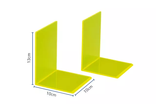 Een Boekensteun MAUL 10x10x13cm acryl set 2 neon geel transparant koop je bij Goedkope Kantoorbenodigdheden
