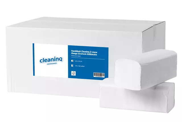 Een Handdoek Cleaninq Z-vouw 2laags 22x24cm 3200stuks koop je bij EconOffice