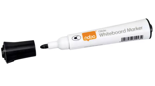 Een Viltstift Nobo whiteboard Glide rond zwart 2mm koop je bij Van Hoye Kantoor BV