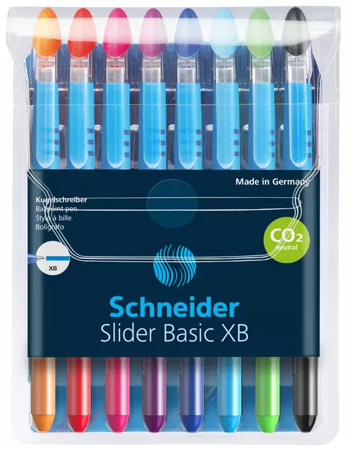 Een Rollerpen Slider Basic Colours extra breed etui à 8 stuks koop je bij KantoorProfi België BV