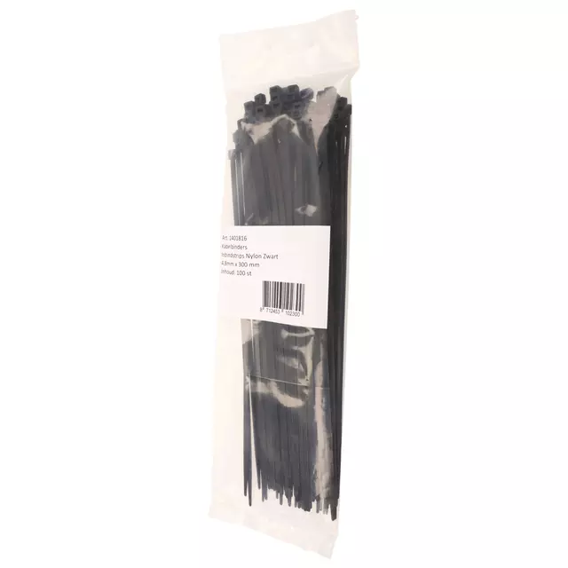 Een Inbindstrips IEZZY nylon 4.8x300mm D 81mm zwart koop je bij Kantoorvakhandel van der Heijde