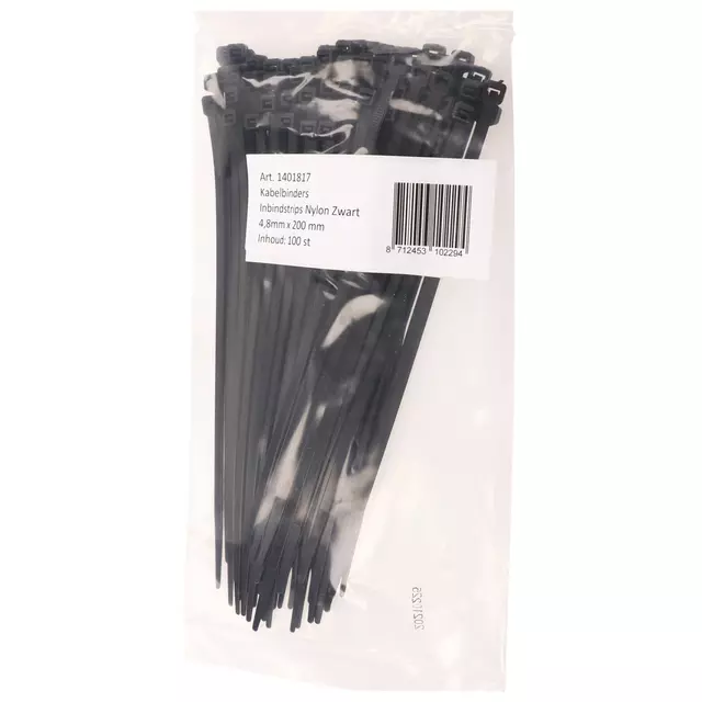 Een Inbindstrips IEZZY nylon 4.8x200mm D 49.5mm zwart koop je bij Kantoorvakhandel van der Heijde