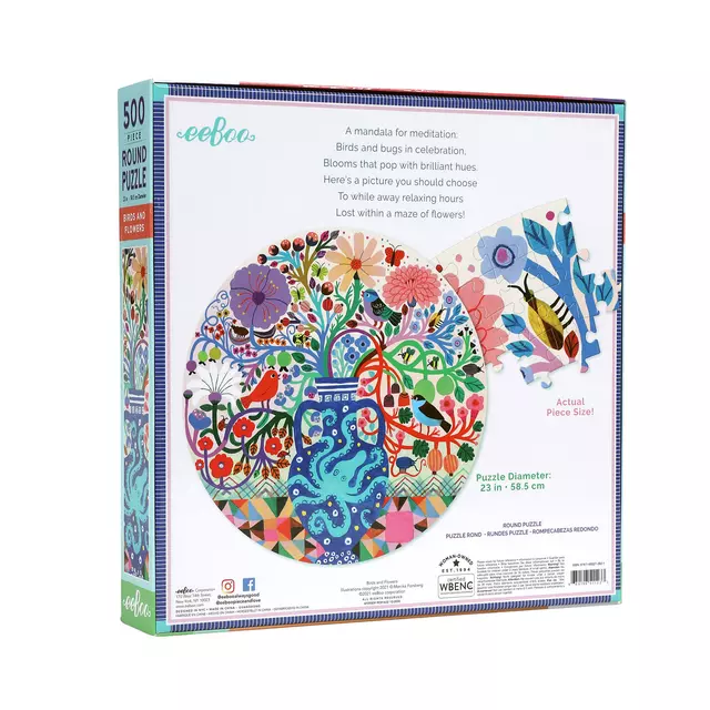 Een Puzzel Eeboo Birds & Flowers 500st koop je bij EconOffice
