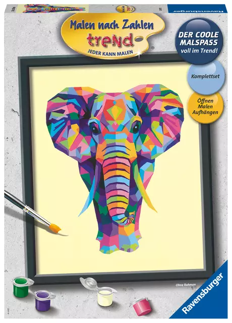Een Schilderen op nummer Ravensburger Bonte olifant koop je bij MV Kantoortechniek B.V.