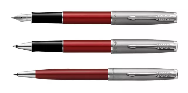 Rollerpen Parker Sonnet Sand Blasted Metal & Red Lacquer F