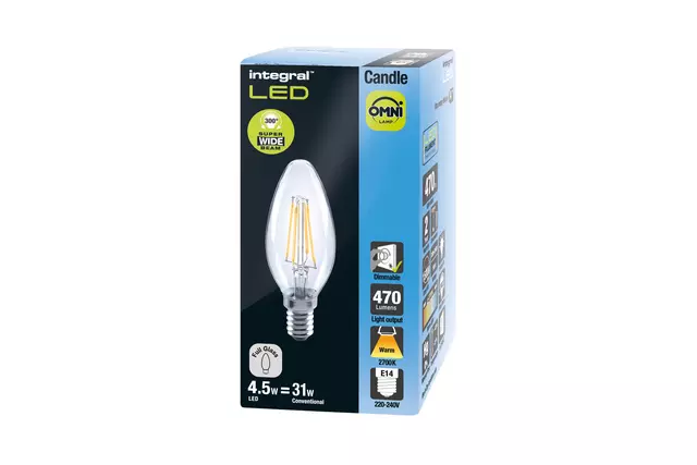 Een Ledlamp Integral E14 2700K warm wit 4.5W 250lumen koop je bij Goedkope Kantoorbenodigdheden