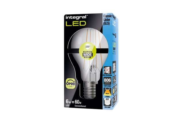 Een Ledlamp Integral E27 2700K warm wit 6.3W 806lumen koop je bij Goedkope Kantoorbenodigdheden