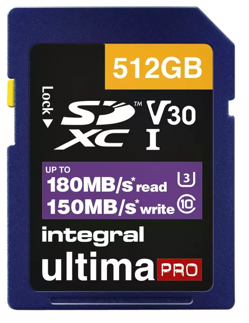 Een Geheugenkaart Integral SDXC 512GB koop je bij EconOffice