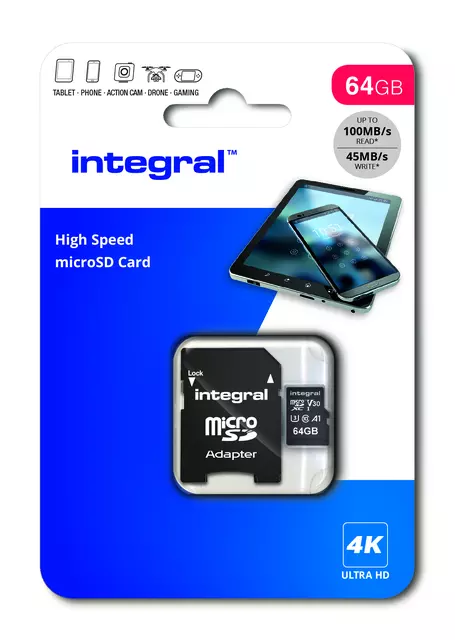 Een Geheugenkaart Integral microSDXC 64GB koop je bij EconOffice