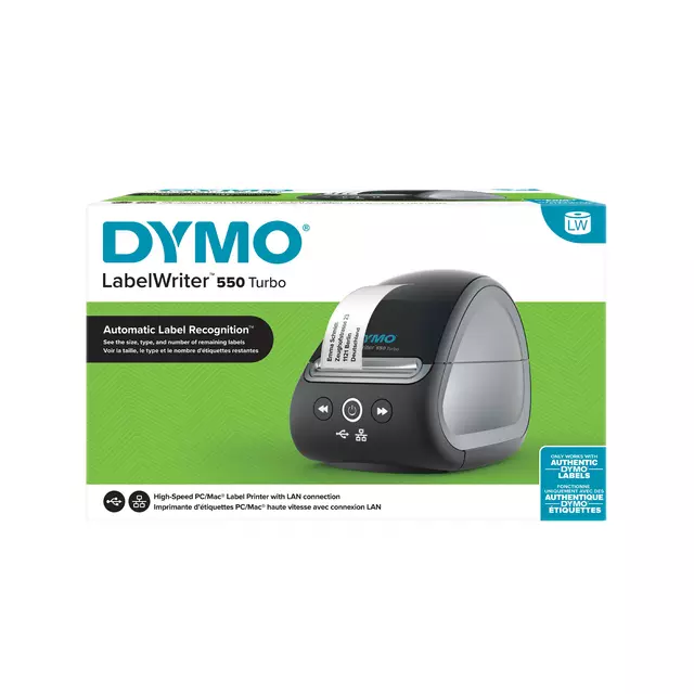 Een Labelprinter Dymo LabelWriter 550 Turbo desktop zwart koop je bij Van Leeuwen Boeken- en kantoorartikelen