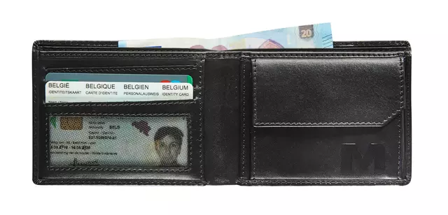 Een Portemonee Maverick All Black compact met kleingeldvak RFID leer zwart koop je bij EconOffice