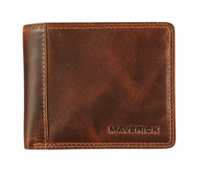 Een Portemonee Maverick The Original compact met kleingeldvak RFID leer bruin koop je bij MV Kantoortechniek B.V.