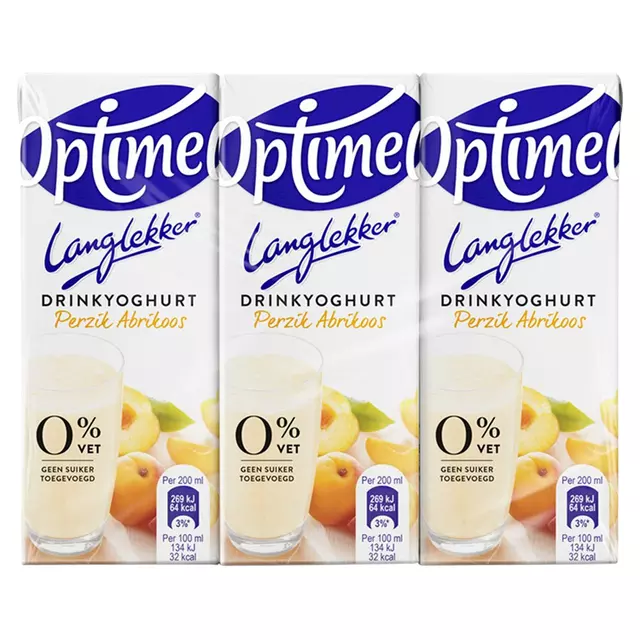 Een Drinkyoghurt Optimel Langlekker perzik abrikoos 20cl koop je bij MV Kantoortechniek B.V.