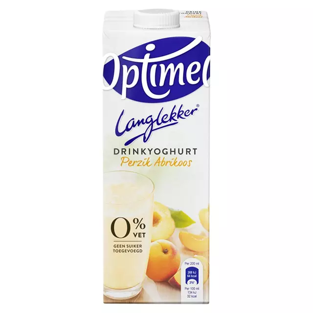 Een Drinkyoghurt Optimel Langlekker perzik abrikoos 1liter koop je bij MV Kantoortechniek B.V.