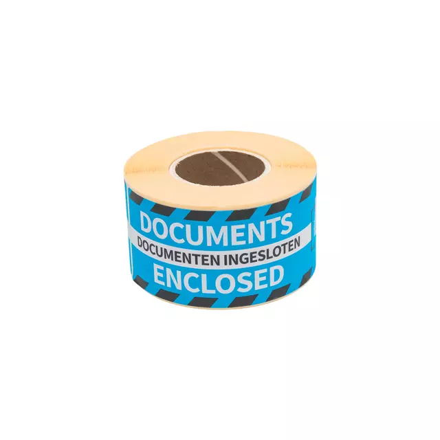 Een Waarschuwingsetiket Rillprint documents enclosed 46x125mm blauw koop je bij L&N Partners voor Partners B.V.