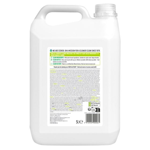 Een Allesreiniger Ecover citroengrass & gember navulflacon 5L koop je bij Totaal Kantoor Goeree