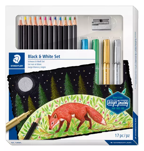 Een Kleurpotlood Staedtler Design Journey Black & White 17-delig koop je bij NiceSupplies.nl