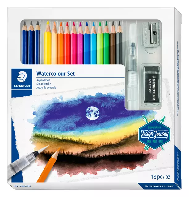 Een Kleurpotlood Staedtler Design Journey watercolor aquarel 18-delig koop je bij Ziffo Kantoorcentrum BV