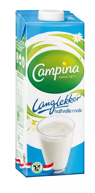 Een Melk Campina LangLekker halfvol 1 liter koop je bij Van Leeuwen Boeken- en kantoorartikelen