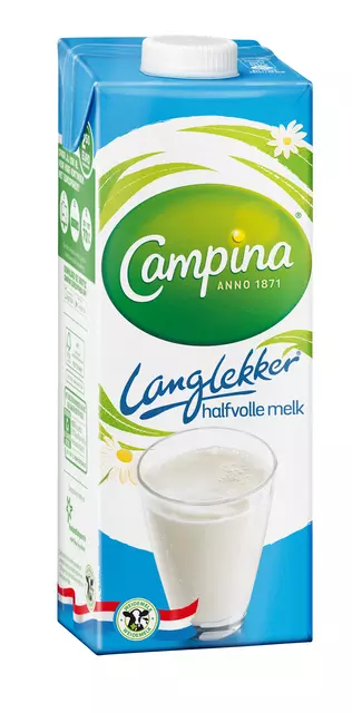 Een Melk Campina LangLekker halfvol 1 liter koop je bij Van Hoye Kantoor BV