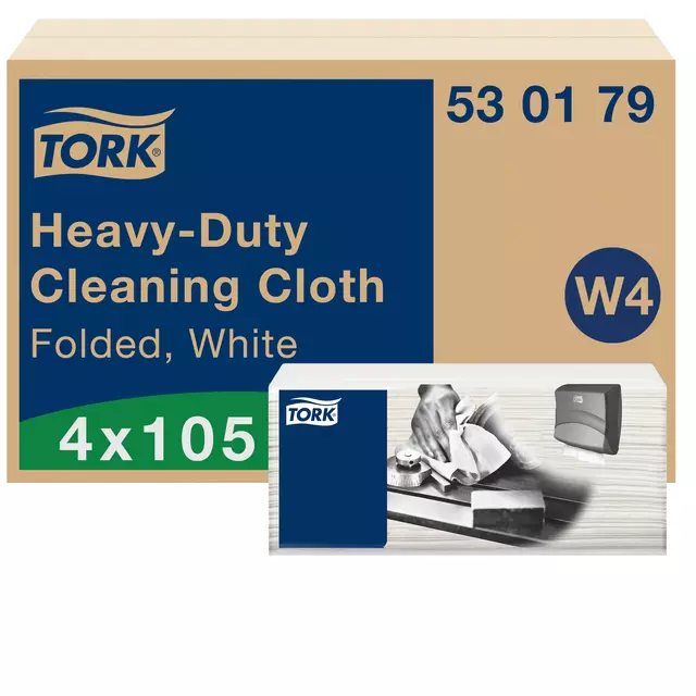 Een Reinigingsdoek Tork Heavy-Duty W4 multifunctioneel nonwoven 150 vel wit 530179 koop je bij Kantoorvakhandel van der Heijde