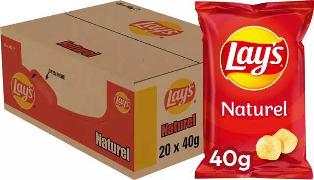 Een Chips Lay's Naturel 40gr koop je bij Van Leeuwen Boeken- en kantoorartikelen