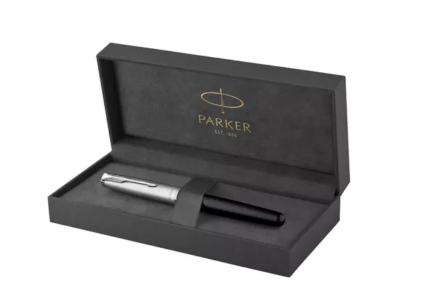 Een Vulpen Parker Sonnet Essential sandblasted CT matte black lacquer fijn koop je bij Van Hoye Kantoor BV