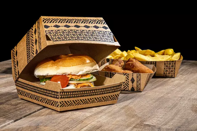 Een Hamburgerdoos Maori 115x110x70mm karton bruin 320stuks koop je bij KantoorProfi België BV