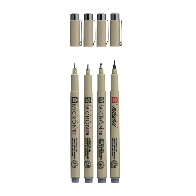 Een Fineliner Sakura Pigma Micron koelgrijs set 4 maten koop je bij EconOffice