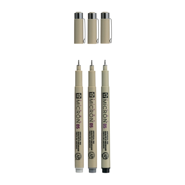 Een Fineliner Sakura Pigma Micron 05 set zwart & grijs 3 maten koop je bij Unimark Office B.V.