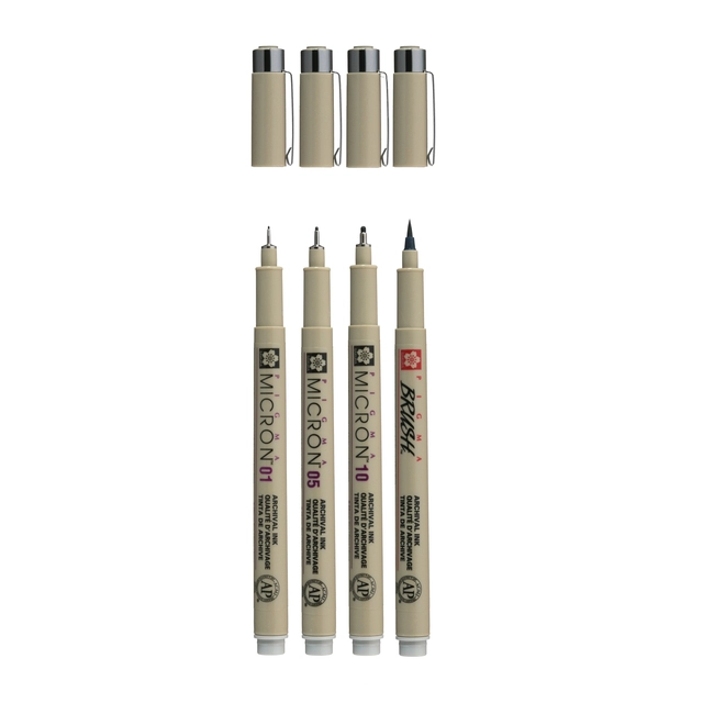 Een Fineliner Sakura Pigma Micron lichtgrijs set 4 maten koop je bij EconOffice