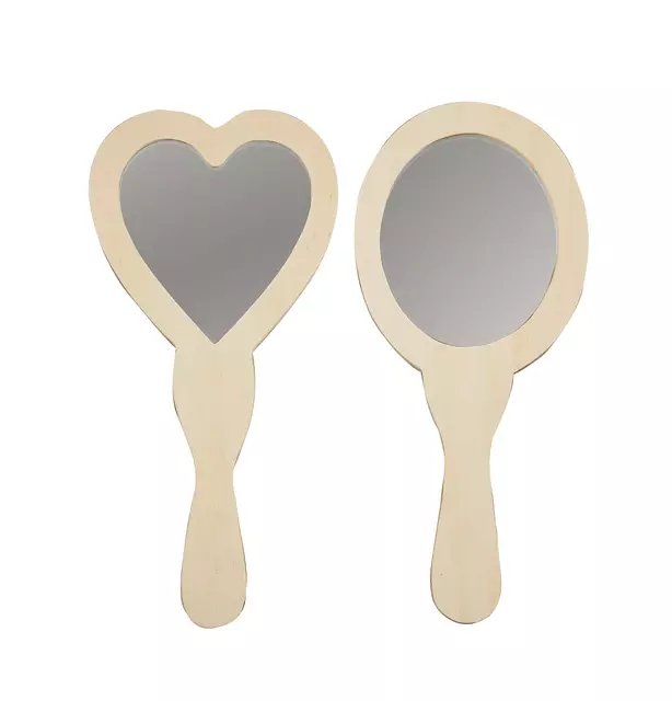Een Handspiegel Creativ Company hart en ovaal 23-24cm hout koop je bij Totaal Kantoor Goeree