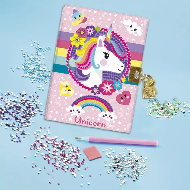 Een Knutselset Totum Unicorn dagboek Diamondpainting koop je bij Totaal Kantoor Goeree