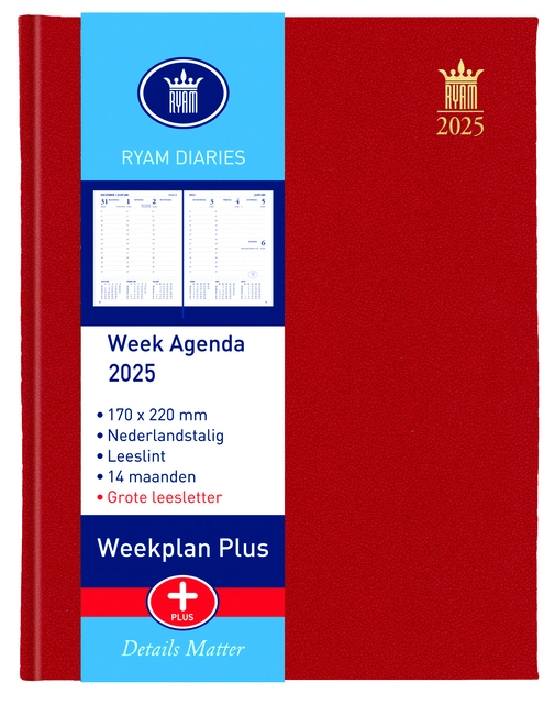 Een Agenda 2025 Ryam Weekplan Plus Mundior groot letter 7dagen/2pagina's assorti koop je bij NiceSupplies.nl