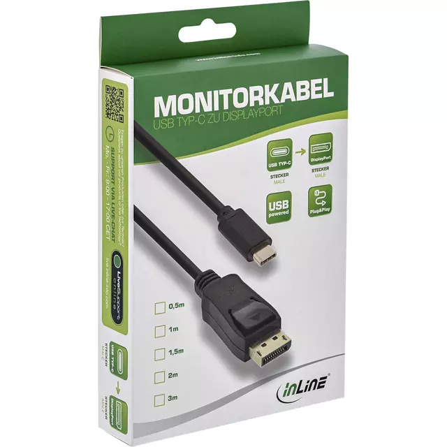 Een Kabel inLine USB-C Displayport 3.1 4K M/M 2 meter zwart koop je bij Totaal Kantoor Goeree
