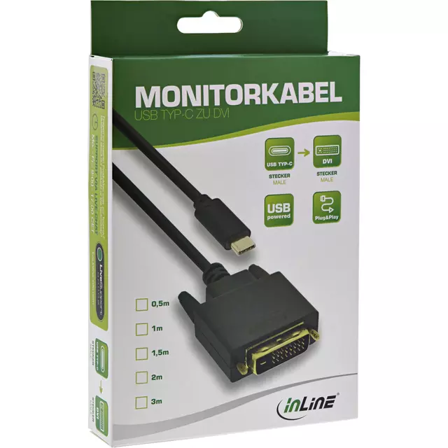 Een Kabel inLine USB-C DVI 24+1 3.1 1080P M/M 2 meter zwart koop je bij Van Leeuwen Boeken- en kantoorartikelen