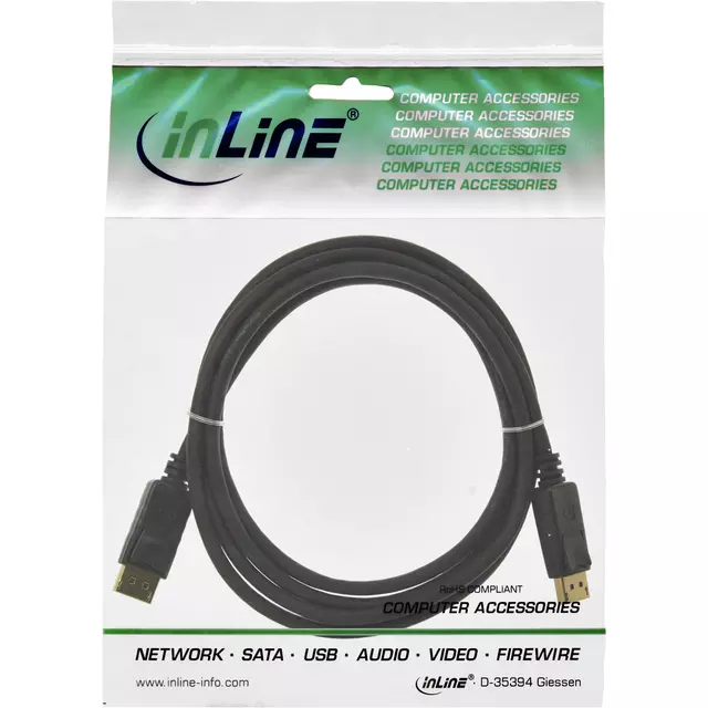 Een Kabel inLine displayport 4K60HZ M/M 2 meter zwart koop je bij MV Kantoortechniek B.V.